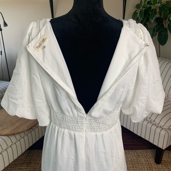 Peach and Love California Full Length Tiered Maxi Dress Cream Color Size Large - Picture 12 of 16